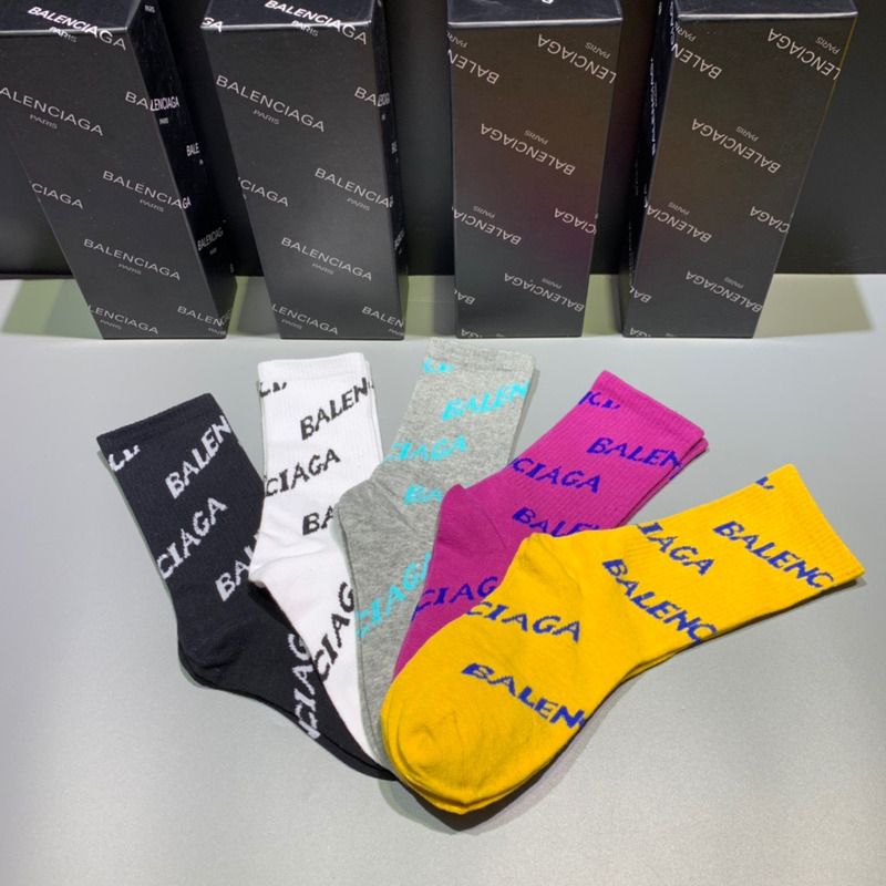 Ba*len*cia*ga logo print socks/box