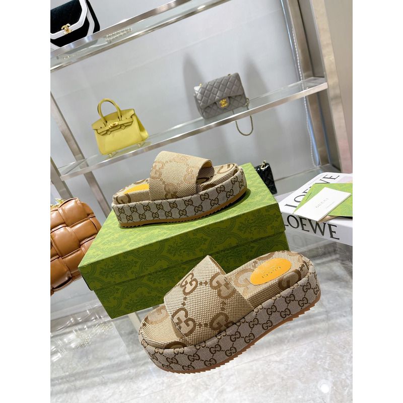 g*u*i angelina gg S*p*e platform slide beige