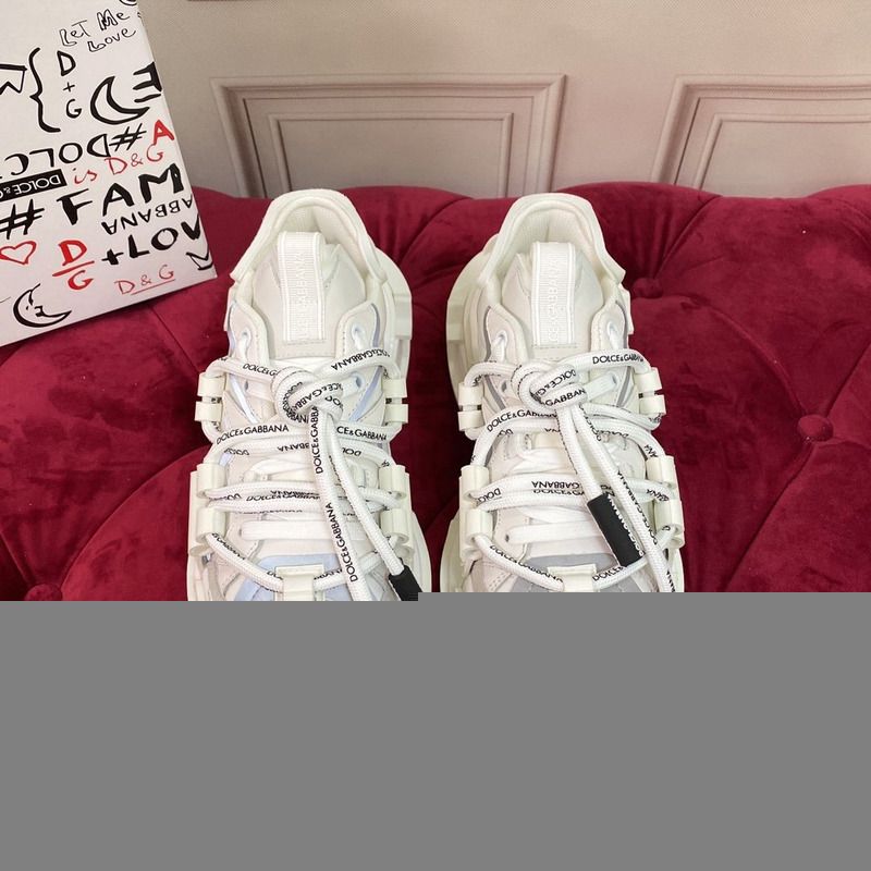 DOLCE & GABBANA Unisex Mixed-Materials Space Sneakers-Silver