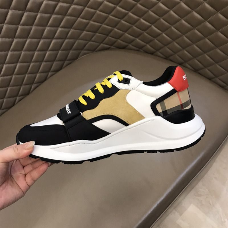 B**rry nylon, suede and vintage check sneakers