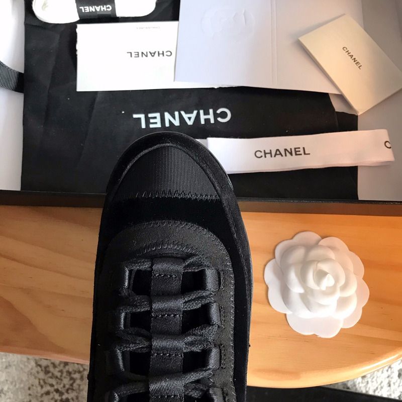 Ch*el velvet calfskin & mixed fibers sneaker
