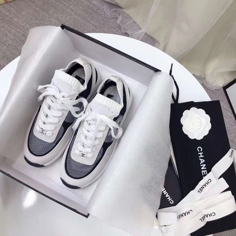 Ch*el fabric & suede calfskin sneaker