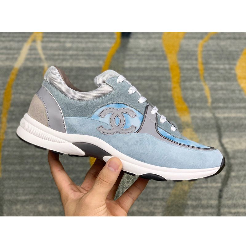 Ch*el sneakers suede nylon reflective