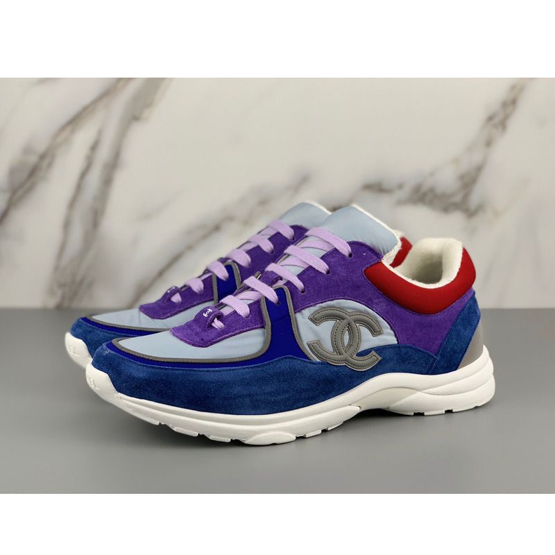 Ch*el sneakers suede nylon reflective