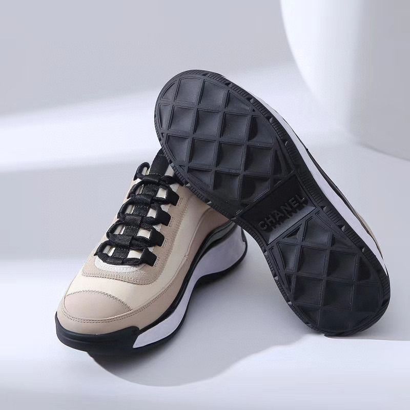 Ch*el velve calfskin mixed fibers sneakers