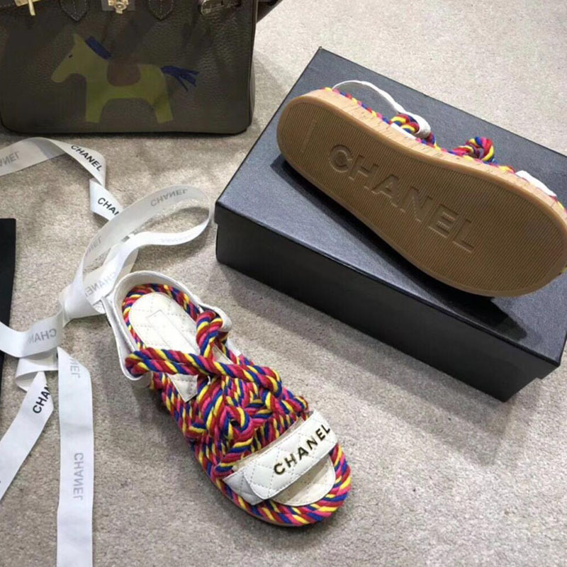 Ch*el cord slide sandal in multicolor & lvory