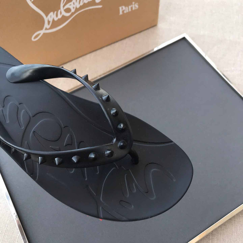 Ch**an louboutin loubi flip black pvc