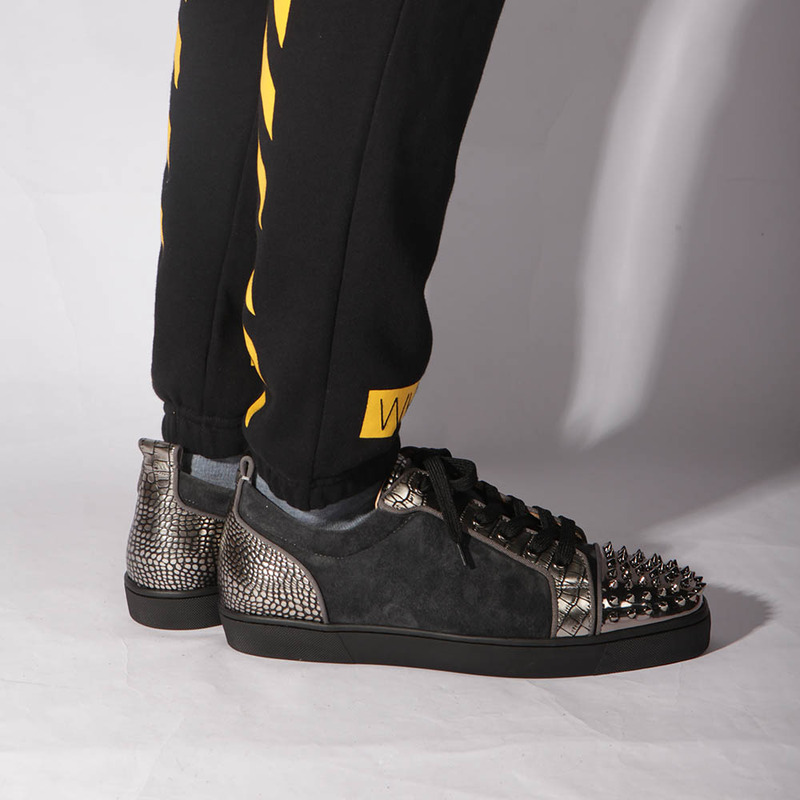 [made  to order] ch**an louboutin S*per perfect l**is junior spikes orlato blue sneakers