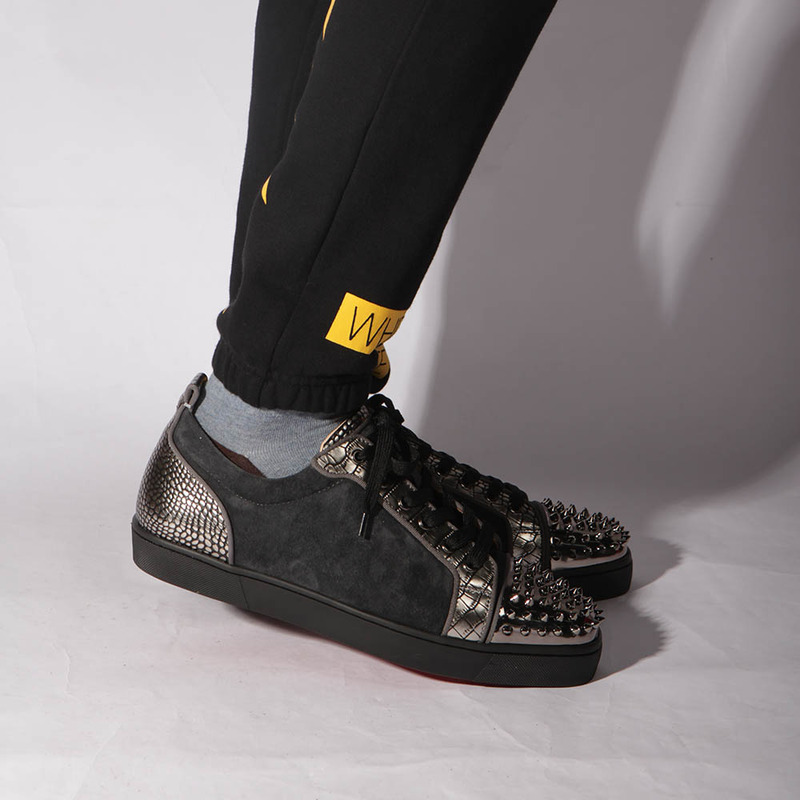 [made  to order] ch**an louboutin S*per perfect l**is junior spikes orlato blue sneakers