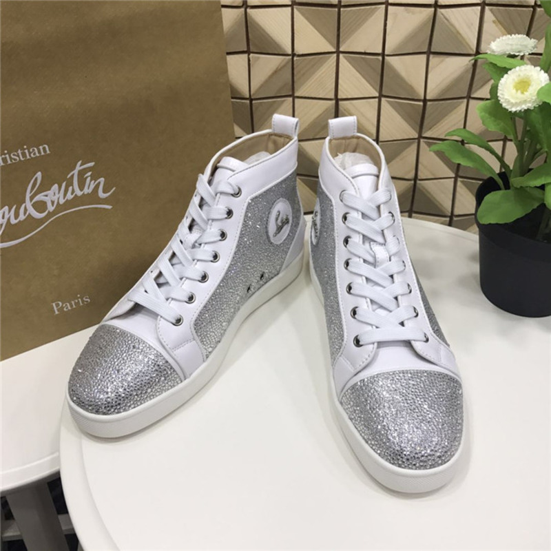 large stock!!! ch**an louboutin S*per perfect ch**an louboutin galaxtidude silver strass l**is sneakers
