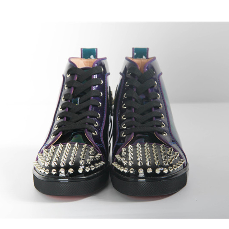 Ch**an louboutin in stock limited version mens spikes flat high top sneaker