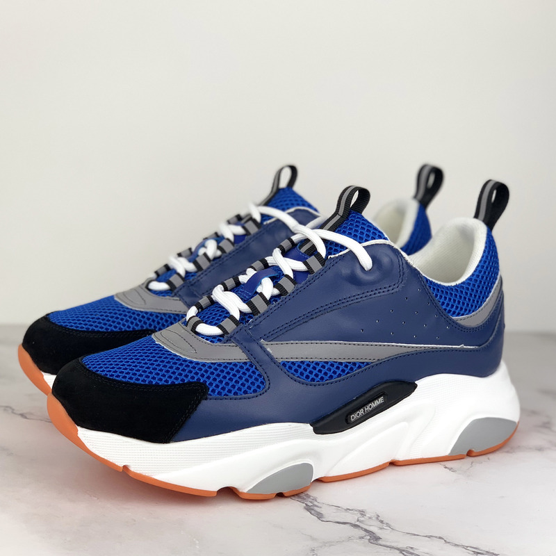 D*or canvas and calfskin sneakers in blue