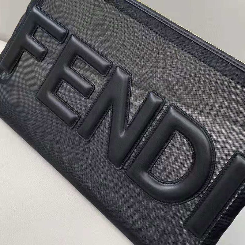 F**di mesh large flat pouch black