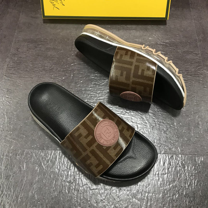 F**di black leather slides