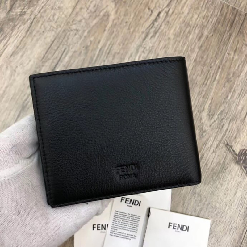 F**di black leather horizontal wallet