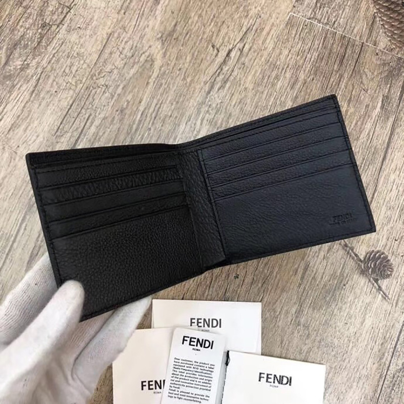 F**di black leather horizontal wallet