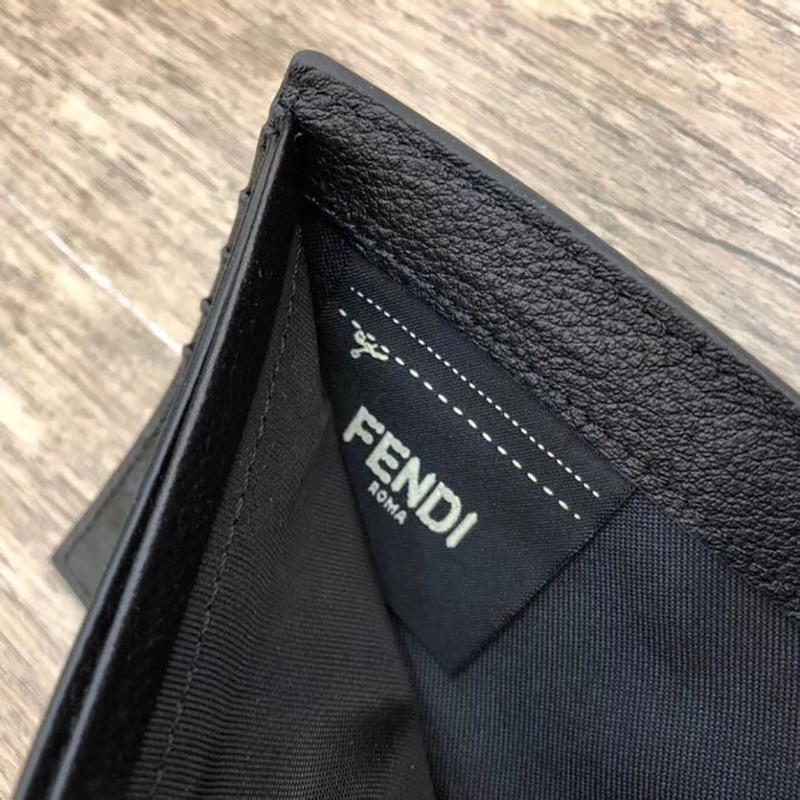F**di black leather horizontal wallet