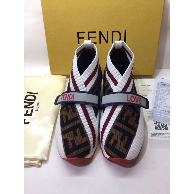 F**di white fabric sneakers