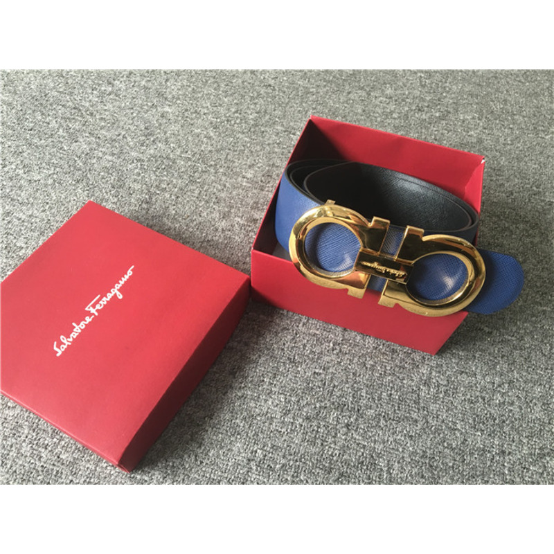 Ferragamo Limited Quality Reversible belt 237601 featuring oversized double golden Gancio buckle