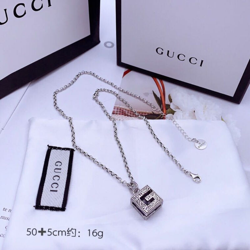 G*u*i g-motif sterling silver necklace