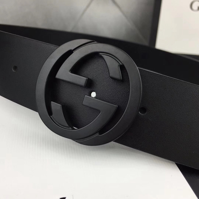 G*u*i leather belt with black interlocking