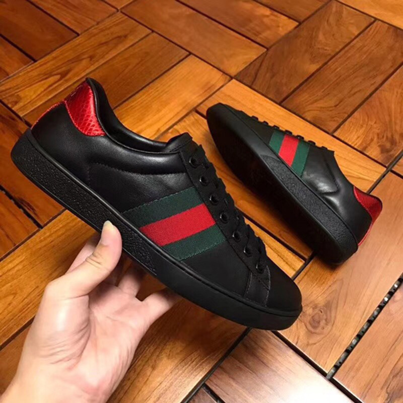 G*u*i ace black leather sneaker