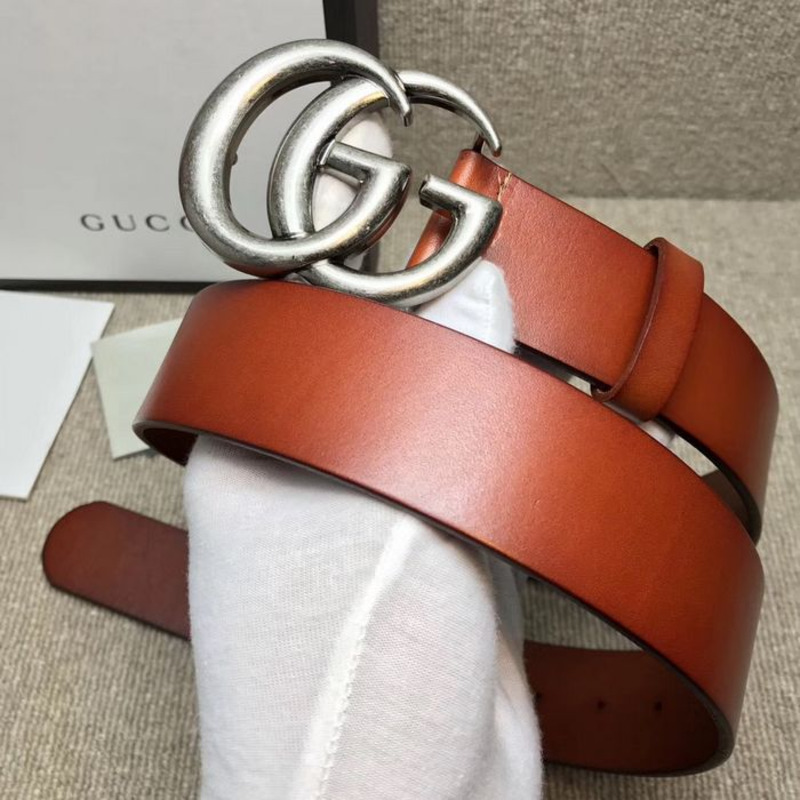 G*u*i leather belt with double g buckle