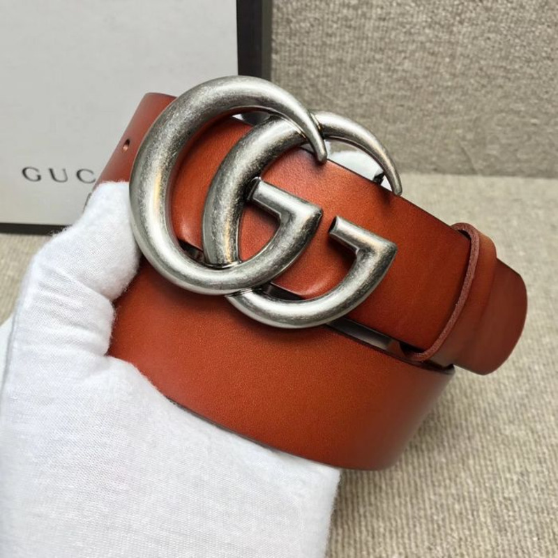 G*u*i leather belt with double g buckle