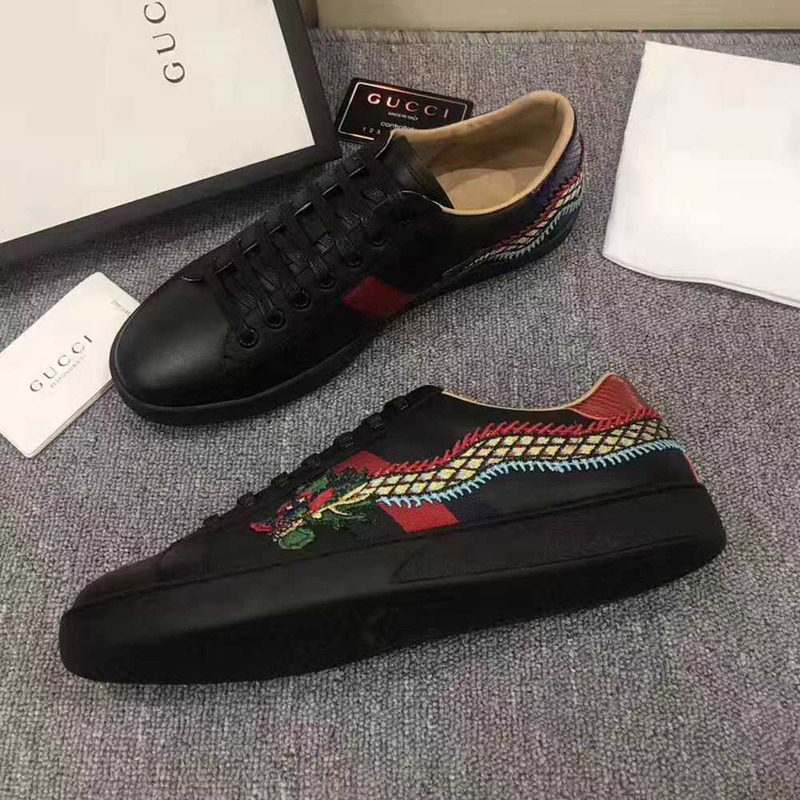 G*u*i new ace leather black sneakers