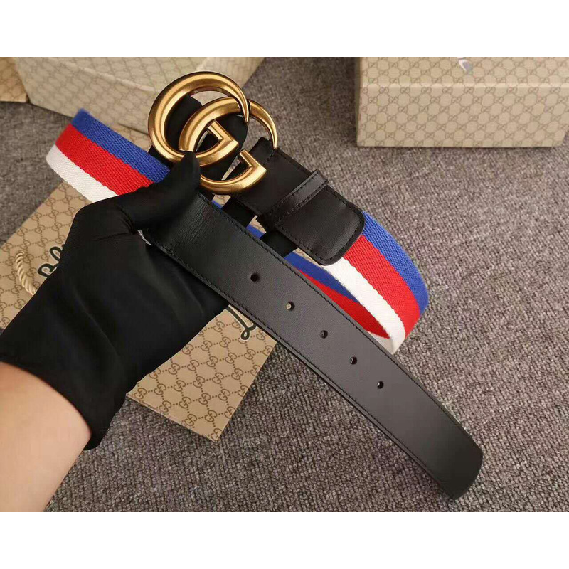 G*u*i web belt with double g buckle black