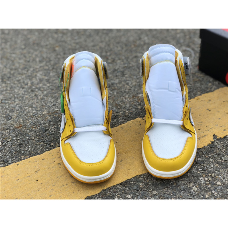 OFF White & NK x Air Jordan 1 GS Yellow 1985 Sneakers Men Women