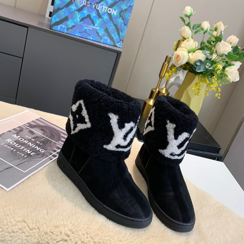 l**is V*t*n monogram black cotton boots