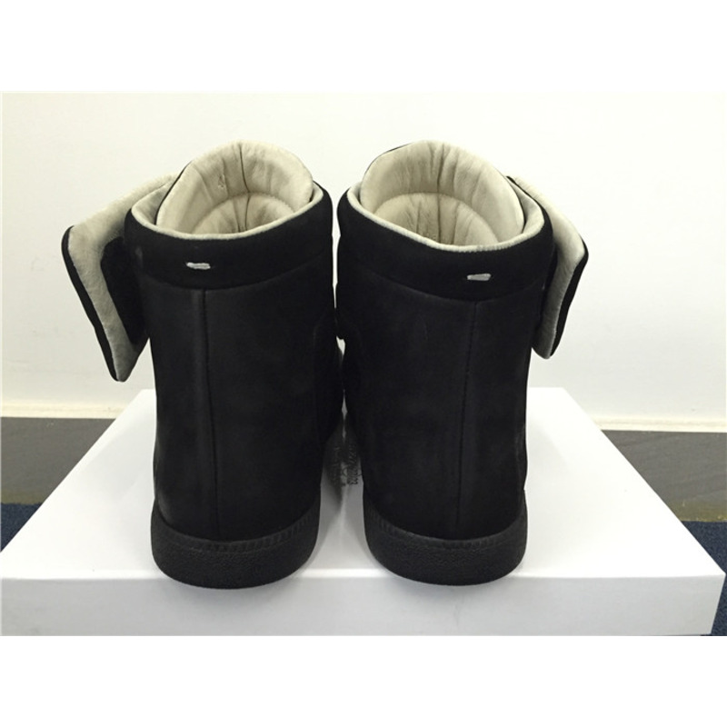 limited version ma*s*n Ma*i*la black suede high-top sneakers with black rubber outsole