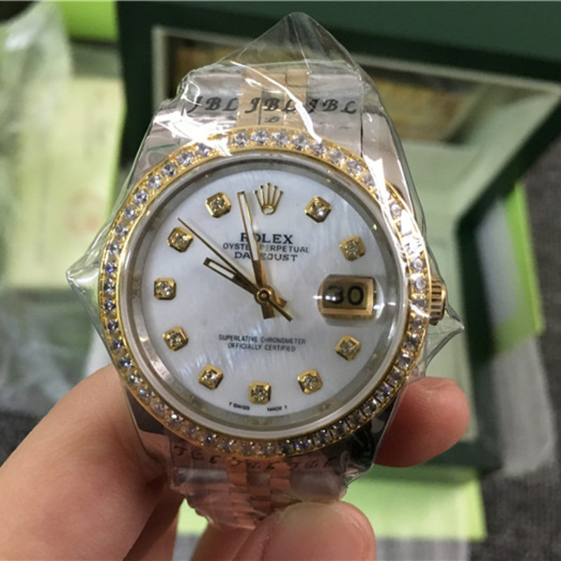 high quality rolex yellow gold stainless steel datejust Di*m*nd dome bezel wristwatch