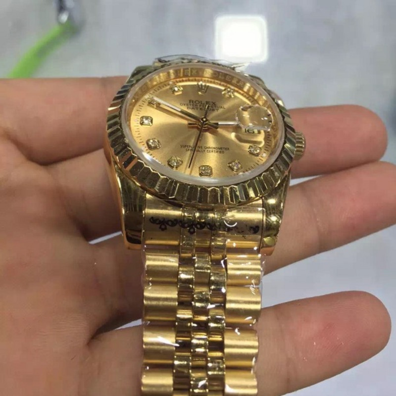 high quality rolex datejust president band champagne Di*m*nd dial swiss watch