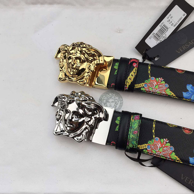 Versace Gioelleria Jetes Reversible Palazzo Belt in Silver